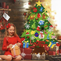 Подарок новогодняя елка из фетра 100 см + 32 игрушки+ Led гирлянда на батарейках 5 м (NY009)