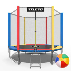 Батут Atleto 252 см із сіткою multikolor + подарунок М'ячик