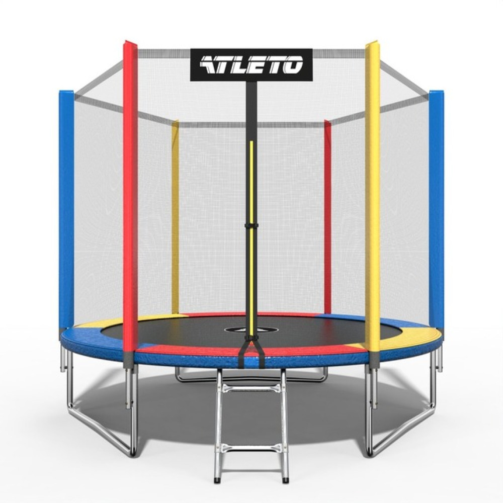 Батут Atleto 183 см з сіткою multikolor + в подарунок м'ячик