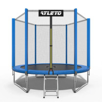 Батут дитячий з сіткою та драбинкою Atleto 252 см Синій