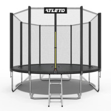 Батут дитячий з сіткою та драбинкою Atleto 374 см Чорний 