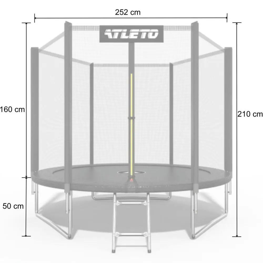 Батут дитячий з сіткою та драбинкою Atleto 252 см чорний 