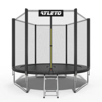 Батут дитячий з сіткою та драбинкою Atleto 252 см чорний 