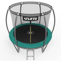 Батут дитячий Atleto 312 см з внутрішньою сіткою та драбинкою Зелений