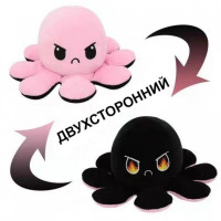 М'яка іграшка восьминіг перевертень Malloory веселий/сумний, двостороння Рожево-чорний 20 см