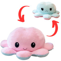Мягкая игрушка подушка гигантский осьминог перевёртыш Malloory веселый/грустный, двухсторонняя Розово-голубой 80 см (7485-80)
