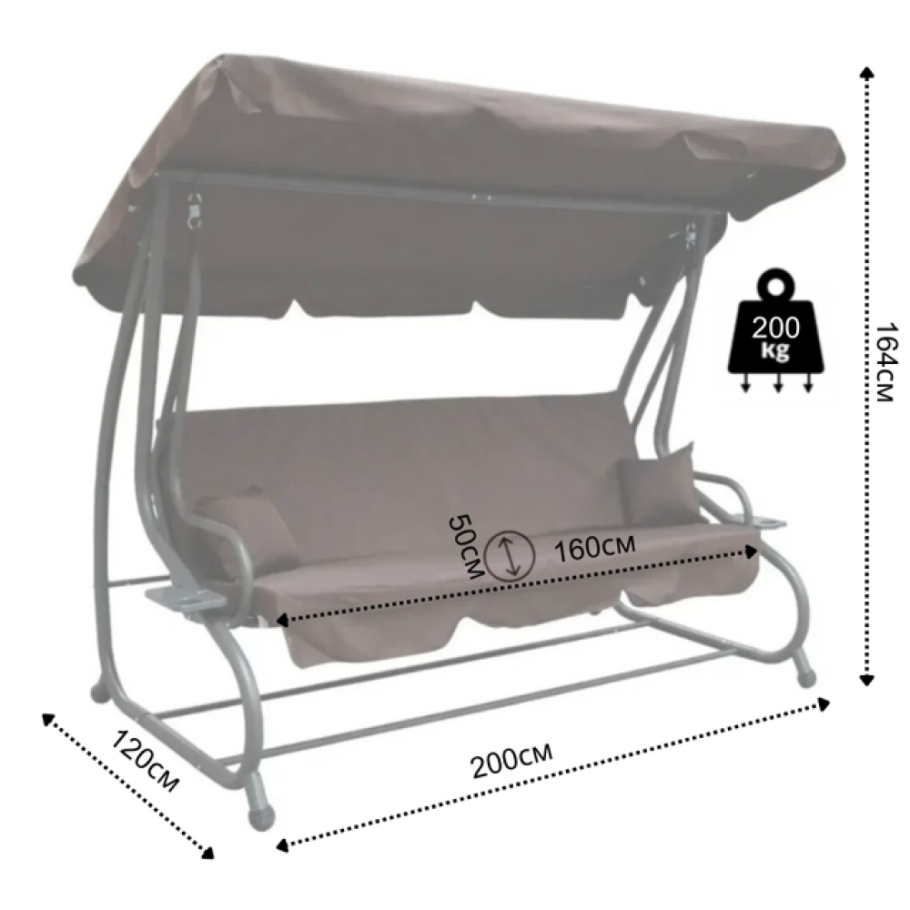 Качеля садова Bonro Garden BW-002 коричнева 3 місна