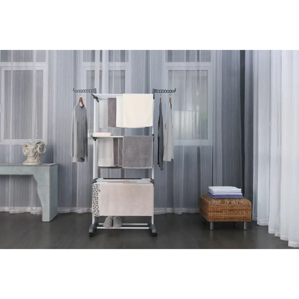Сушилка многоярусная для одежды Bonro B07 раскладная Серая