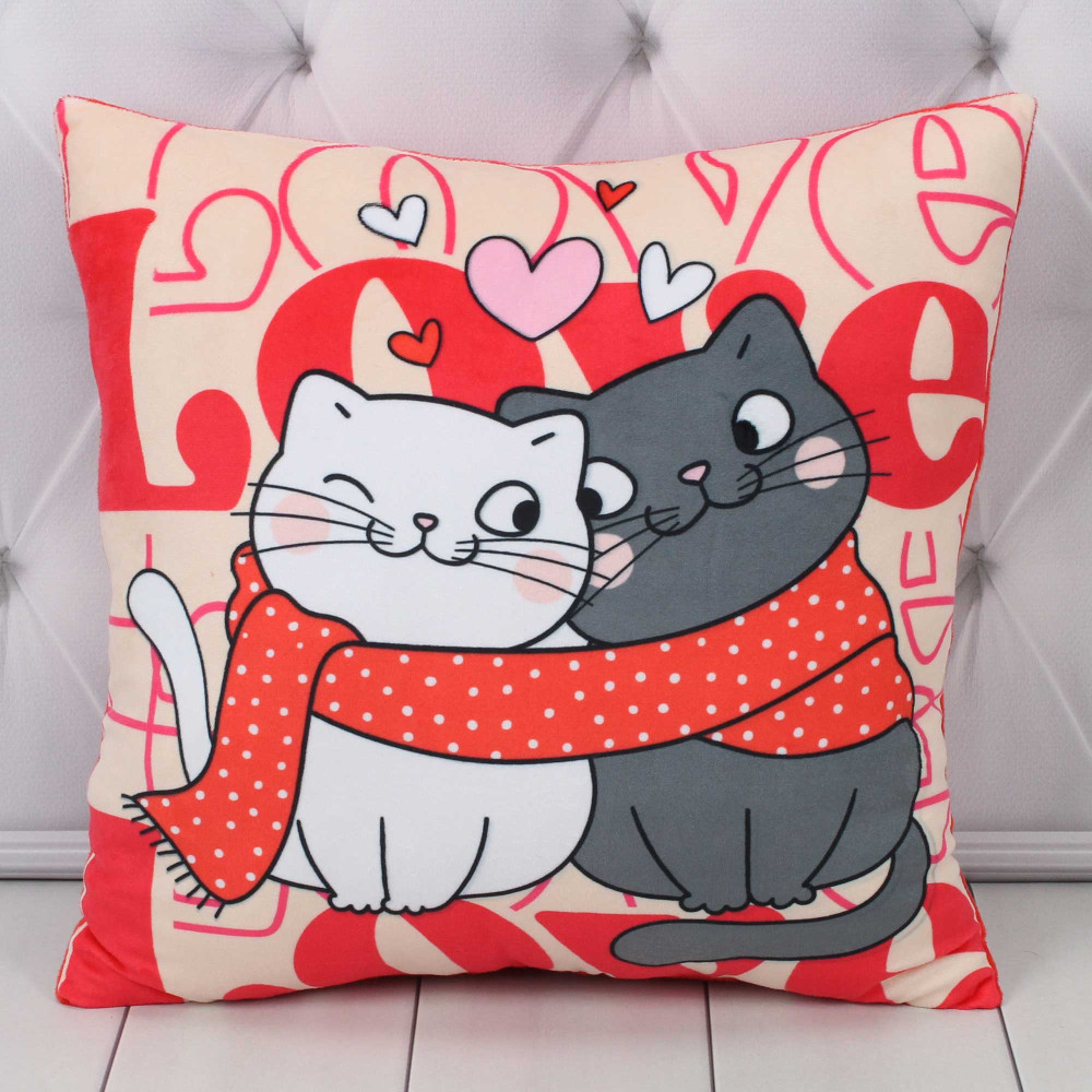 М'яка дитяча подушка 2 Котики, 35 см